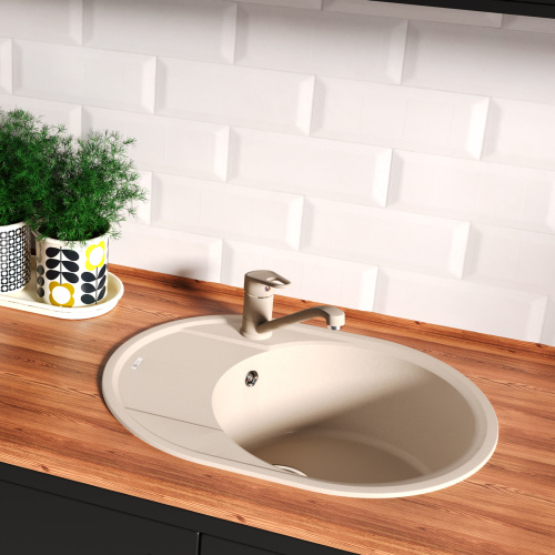 Кухонная мойка LeMark Lacha 620 9910054 62х47 цвет бежевый поверхность матовая - фото 3