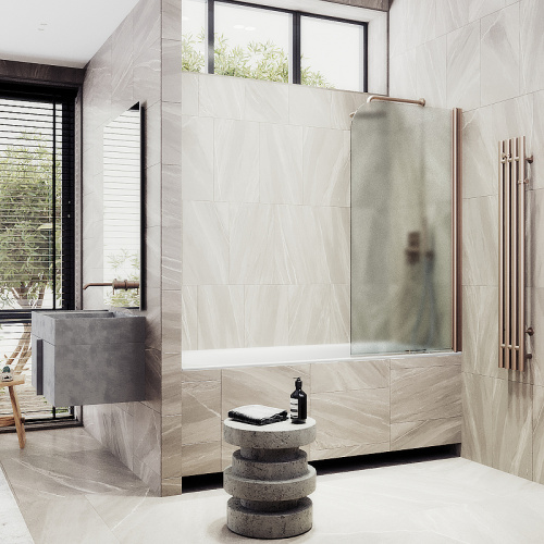 Душевая шторка на ванну Maybah Glass MGV-610-2 50х140 стекло тонированное профиль бронза ориентация универсальная - фото 3