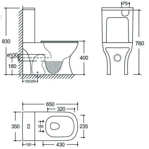 Унитаз напольный с бачком Logan 00342802 белый с сиденьем микролифт безободковый смыв торнадо - фото 2