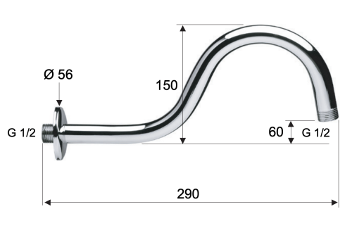 Кронштейн для верхнего душа 29 см Remer 342S хром - фото 2