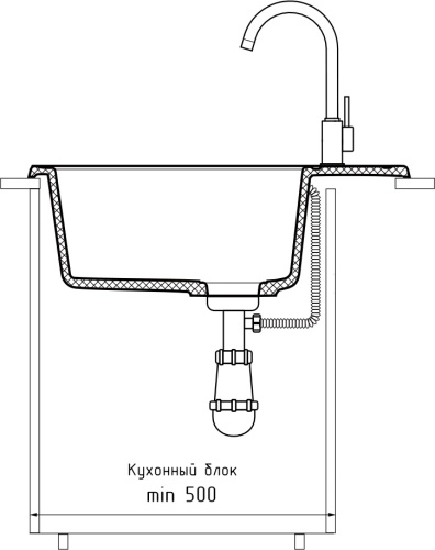 Кухонная мойка Granfest Quarz 58 серый 62х48 цвет серый поверхность матовая - фото 4