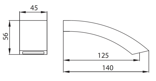 Излив для раковины Creavit A06 встраиваемый в стену хром - фото 2