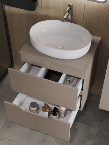 Тумба с раковиной Orange Line Li-60TuLMDF+B05-520W 61х46х70 цвет бежевый - фото 4
