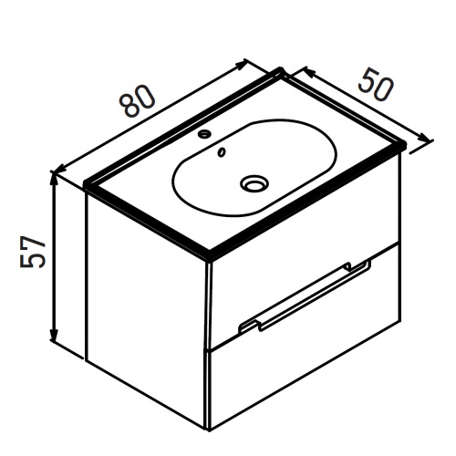 Тумба с раковиной Orka Lodi 5005885 80х50х57 цвет белый/черный - фото 2