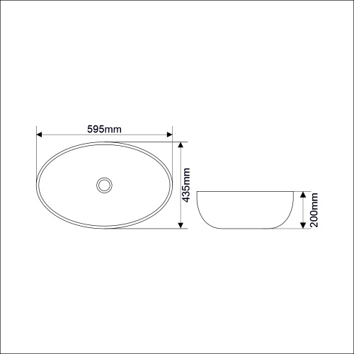 Раковина из сантехнического фарфора Melana 320314-805 60х44 накладная цвет белый без отверстий под смеситель - фото 3