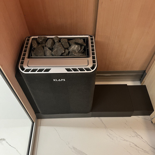 Сауна раздвижная Klafs S1 KLAFS L Black232х160(60)х211 L с прозрачным стеклом, хемлок, Varius 6.0 кВт, чёрный матовый - фото 5