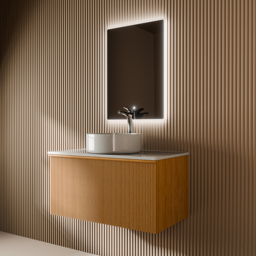 Тумба с раковиной+зеркало Art Decco Andy (Энди) AAN08W11S3MF 80x45x40 подвесная цвет белый дуб - фото 3