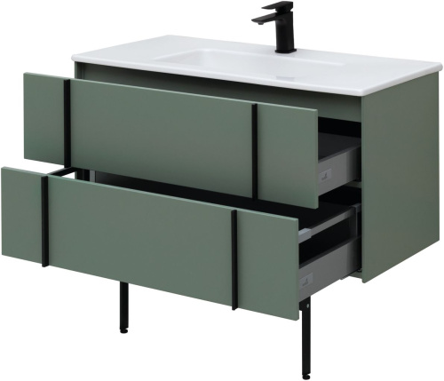 Тумба под раковину Allen Brau Reality 1.32007.CGM 100х46х50 подвесная цвет зеленый/серый - фото 4