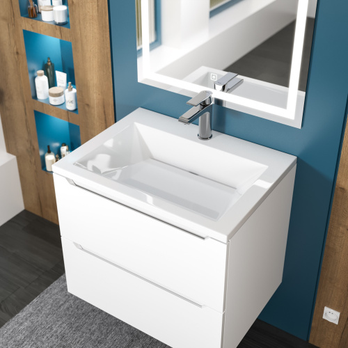 Раковина из искусственного мрамора Uperwood Olivia ROlivia60wg 60х45 полувстраиваемая цвет белый глянцевый - фото 2