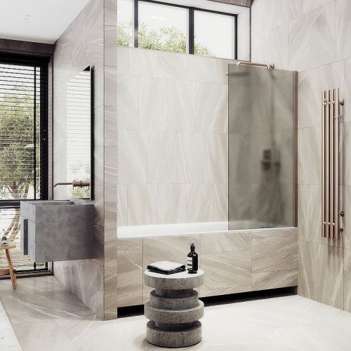 Душевая шторка на ванну Maybah Glass MGV-75-2ш 70х140 стекло тонированное профиль бронза ориентация универсальная - фото 3