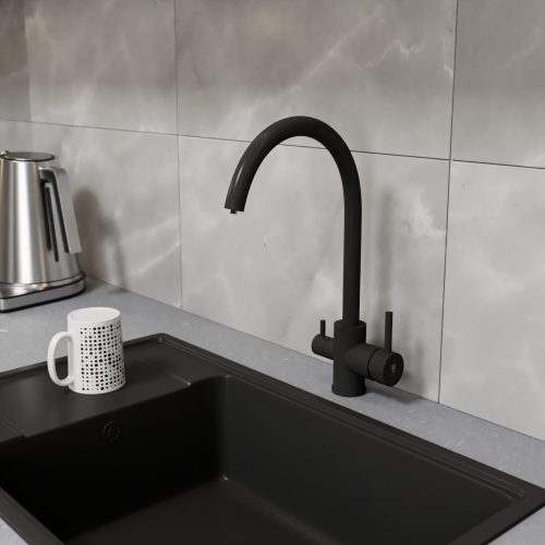 Смеситель для кухни   SUS9035-37Black на мойку черный - фото 3