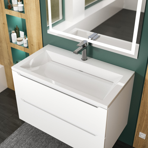 Раковина из литьевого мрамора Uperwood Infinity RInfinity80wg 80х45 полувстраиваемая цвет белый - фото 2