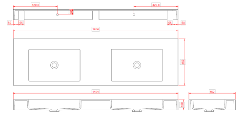 Раковина из искусственного камня Armadi Art Flat 888-140 140х45 подвесная цвет белый без отверстий под смеситель - фото 2