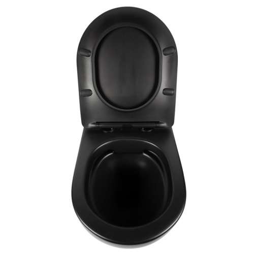 Унитаз подвесной Bond Oval F01-108 черный с сиденьем микролифт безободковый душевой смыв - фото 3