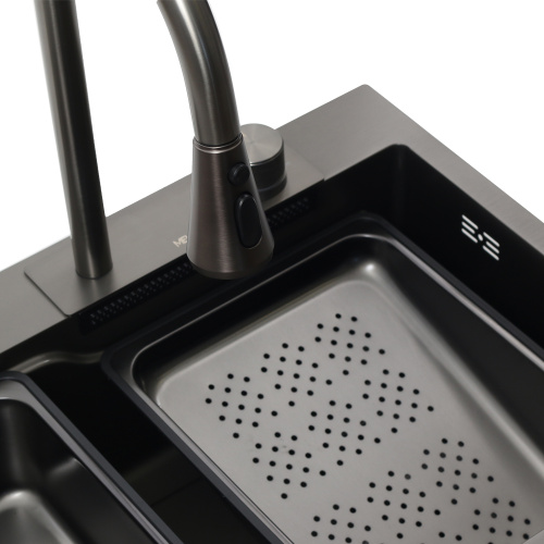 Кухонная мойка Melana ProfLine D6846B+6 графит 68х46 цвет графит поверхность матовая - фото 4