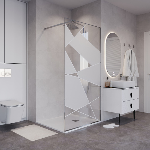 Душевая перегородка Niagara Nova NG-660-12 120х195 стекло прозрачное с рисунком профиль хром глянцевый - фото 4