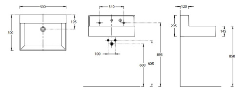 Раковина керамическая Kerama Marazzi TECNOLOGICA M LO.M.wb.65 66х50 подвесная цвет белый 2 отверстия под смеситель - фото 2