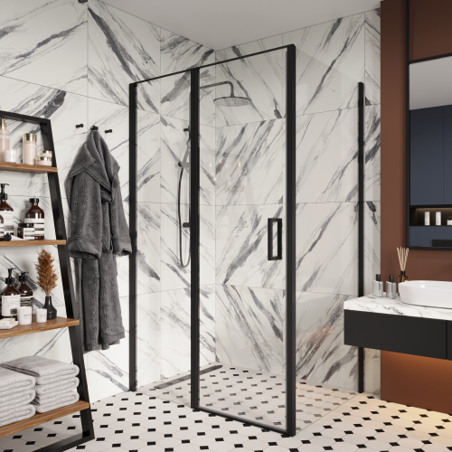 Душевой уголок Cerutti SPA VICTORIA120B 120х90 стекло прозрачное профиль черный без поддона - фото 5