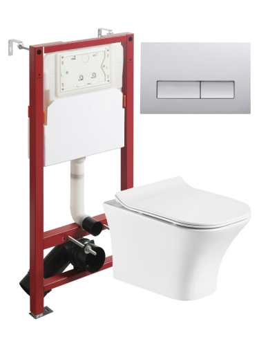 Комплект унитаз с инсталляцией и клавишей смыва Orange CI02-100W+APB200 - фото 2