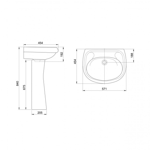 Раковина из сантехнического фарфора Santeri Воротынский 131117S0000B0 45х57 подвесная цвет белый без отверстий под смеситель - фото 3