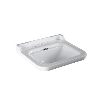 Раковина из сантехнического фарфора Kerasan Waldorf 4140K1bi/cr*3 60х55 подвесная цвет белый/хром 3 отверстия под смеситель