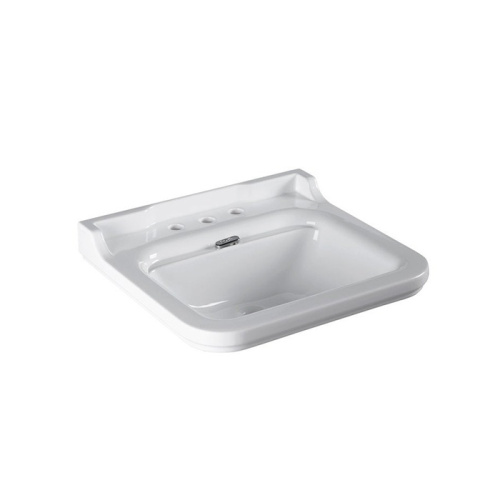 Раковина из сантехнического фарфора Kerasan Waldorf 4140K1bi/cr*3 60х55 подвесная цвет белый/хром 3 отверстия под смеситель