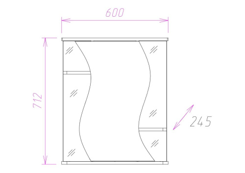 Зеркало-шкаф Onika Лилия 206012 60х25х71 подвесной цвет белый - фото 2