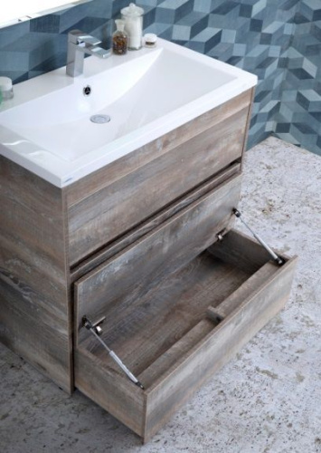 Тумба под раковину Art&Max FAMILY Family-900-3C-PIA-PE 90х48х85 напольная цвет бежево-серый - фото 2