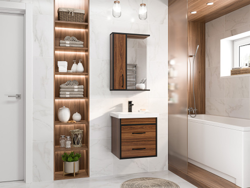 Тумба под раковину Misty Кедр П-Кед09050-011По 46х38х48 подвесная - фото 5