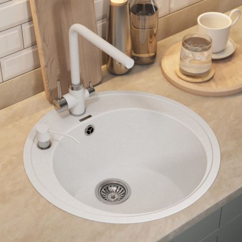 Кухонная мойка Uperwood Quartz Premium UPD-01 3910202100 50х50 цвет белый поверхность матовая - фото 3