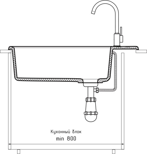 Кухонная мойка Granfest Quarz 51 песочный 75х48 цвет бежевый поверхность матовая - фото 4