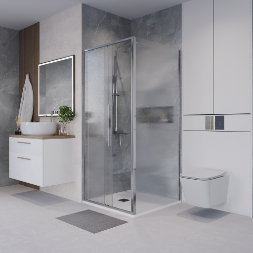 Душевой уголок Niagara Nova NG-65-9CH-CH80-34 90х80 стекло шиншилла профиль хром глянцевый без поддона - фото 3