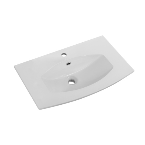 Раковина из искусственного мрамора Cezares 50193 75х52 подвесная цвет белый матовый 1 отверстие под смеситель - фото 2