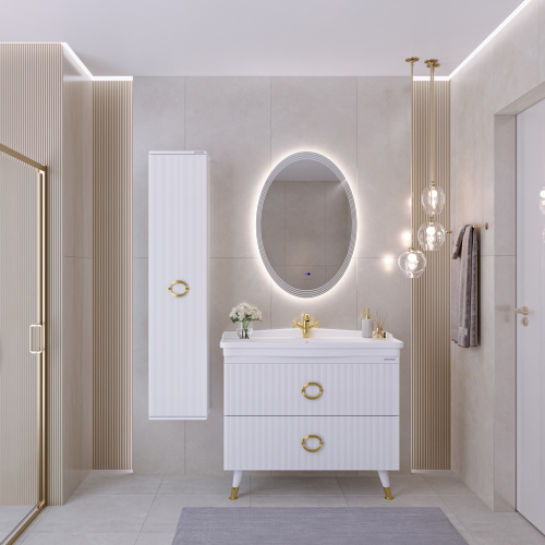 Шкаф-пенал Grossman Атрио 303509 35х30х160 подвесной цвет белый - фото 3