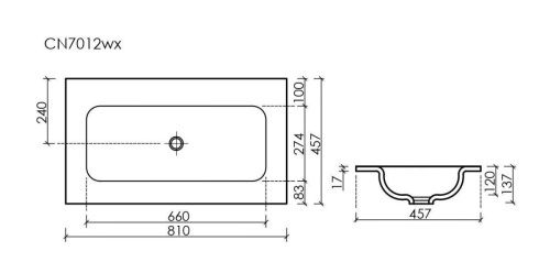 Раковина из сантехнического фарфора Ceramica Nova GRACE CN7012wx 80х50 накладная цвет белый без отверстий под смеситель - фото 3