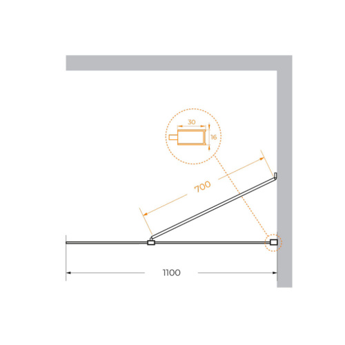 Душевая перегородка Cezares LIBERTA LIBERTA-L-1-TB-110-GR-NERO 110х195 стекло тонированное профиль черный - фото 2
