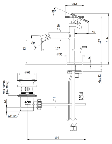 Смеситель Remer Chrono CH20XV на биде нержавеющая сталь - фото 2