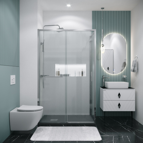 Душевая перегородка Grossman Style 200.K33.05.70.10.02 70х195 стекло текстурное профиль хром глянцевый - фото 4