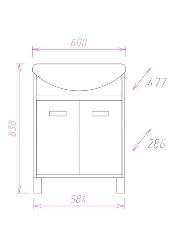 Тумба под раковину Onika Гамма 106080 58х29х68 напольная - фото 3