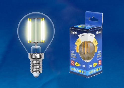 Лампа светодиодная филаментная Uniel Multibright (Мултибригхт) LED-C35-5W/WW/E14/CL/MB GLM10TR картон - фото 2