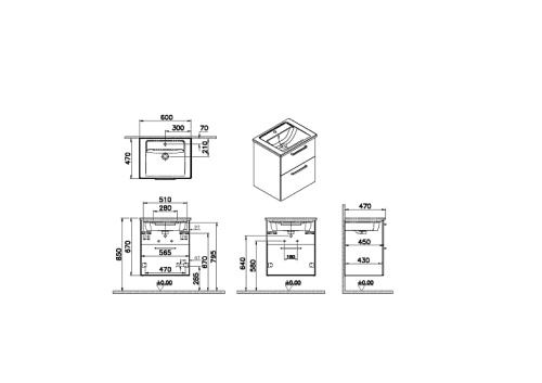 Тумба с раковиной Vitra Root 68271 60х47х67 подвесная цвет коричневый - фото 2