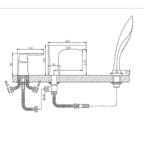 Cмеситель для ванны и душа Haiba HB80804 на борт ванны белый/хром - фото 3