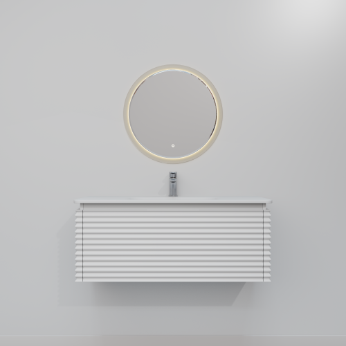 Тумба с раковиной+зеркало Art Decco Jacqueline (Жаклин) AJC10W34S1MF 100x45x40 подвесная цвет белый - фото 4