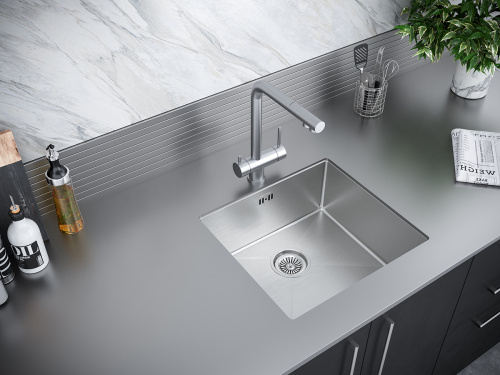 Кухонная мойка Paulmark GERBERG 48 UNI PM214844-BS 43х39 цвет брашированная нержавеющая сталь поверхность матовая - фото 3