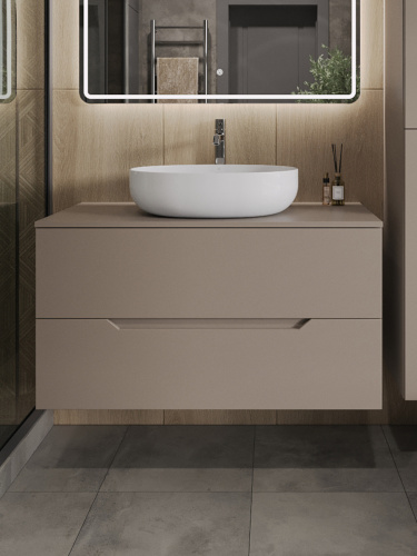 Тумба с раковиной Orange Line Li-100TuLMDF+B05-520W 101х46х68 - фото 3