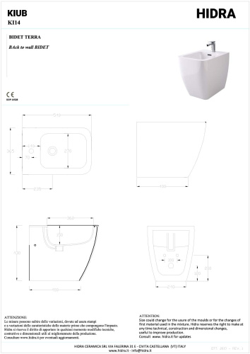 Биде Hidra Kiub KI14/026 напольное - фото 2