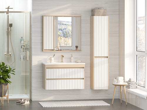 Зеркало-шкаф Brevita Balaton BAL-04090-03-01Л 88х14х80 подвесной цвет белый/бежевый - фото 5