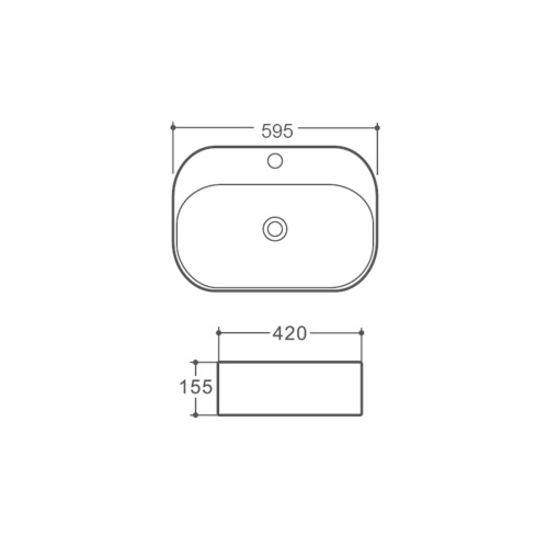 Раковина из сантехнического фарфора Vincea VBS-306 60х42 накладная цвет белый 1 отверстие под смеситель - фото 2