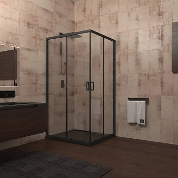 Душевой уголок Veconi Rovigo RV13-100-01-C5 100х100 стекло прозрачное профиль черный без поддона