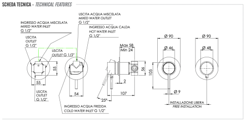 Смеситель для душа Remer X Style X96D3XV встраиваемый в стену нержавеющая сталь - фото 2
